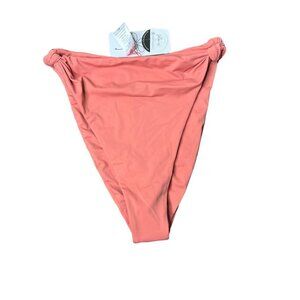 NWT Dippin Daisy's High Waisted Knot Cheeky‎ Bikini Bottom Pink Coral XS